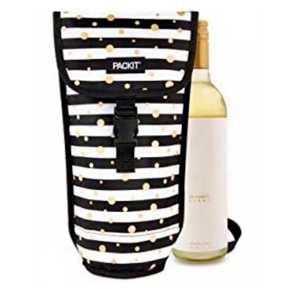 PackIt Freezable Wine Bag | Celebration Dot | Black & White Stripes - Picture 1 of 15